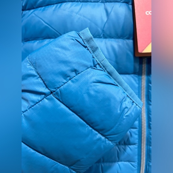 Cotopaxi Women's Large Fuego Hooded Down Jacket Puffer Lake Blue Aqua NWT - Picture 6 of 16